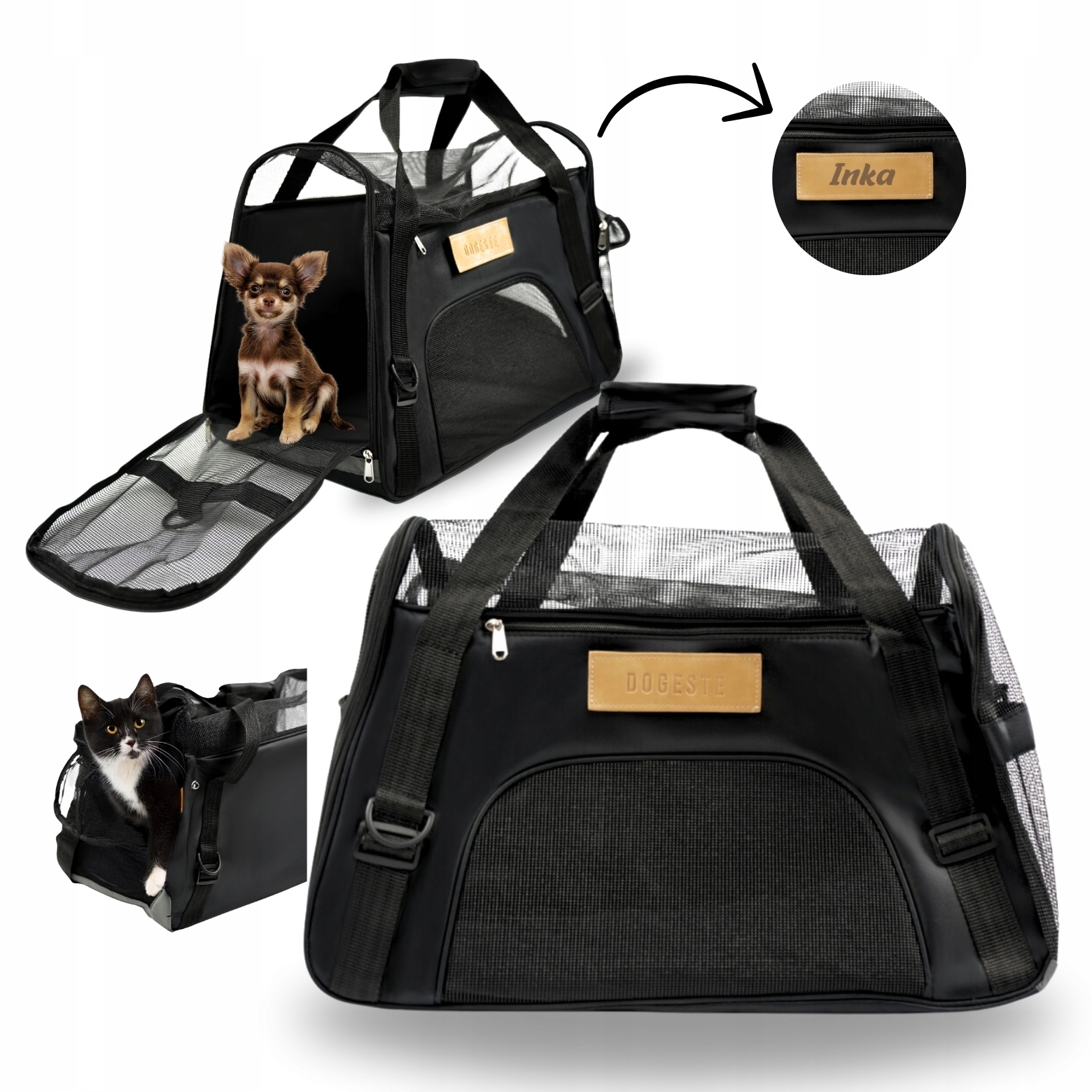 Levně Přepravka pro pro kočky psa Skládací přepravní taška velká Gravírování Bonus