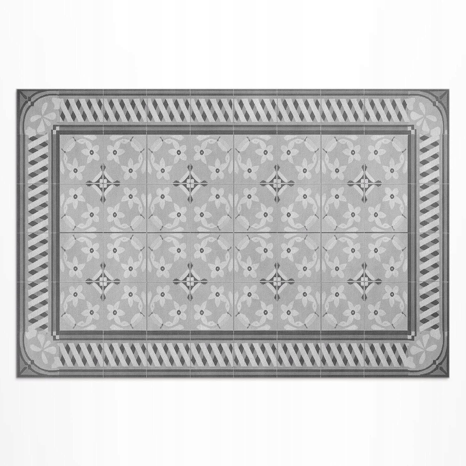 Terasový vinylový koberec Retro ornament s kvetmi na dlaždiciach 180 x 120 cm
