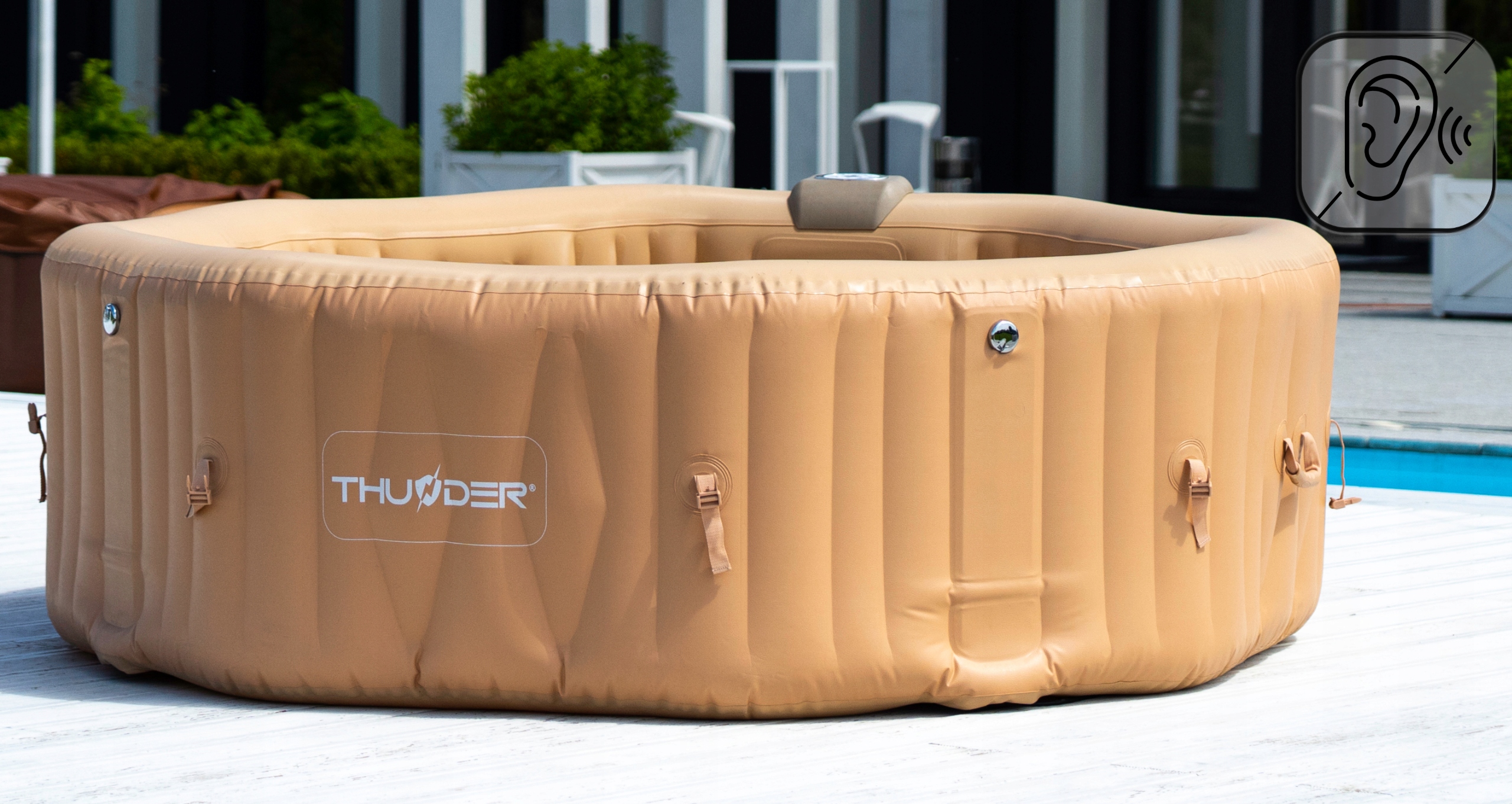 OGROMNE DMUCHANE SPA BASEN Z HYDROMASAŻEM WIFI PODŚWIETLANE 6 OS THUNDER Głębokość 65 cm