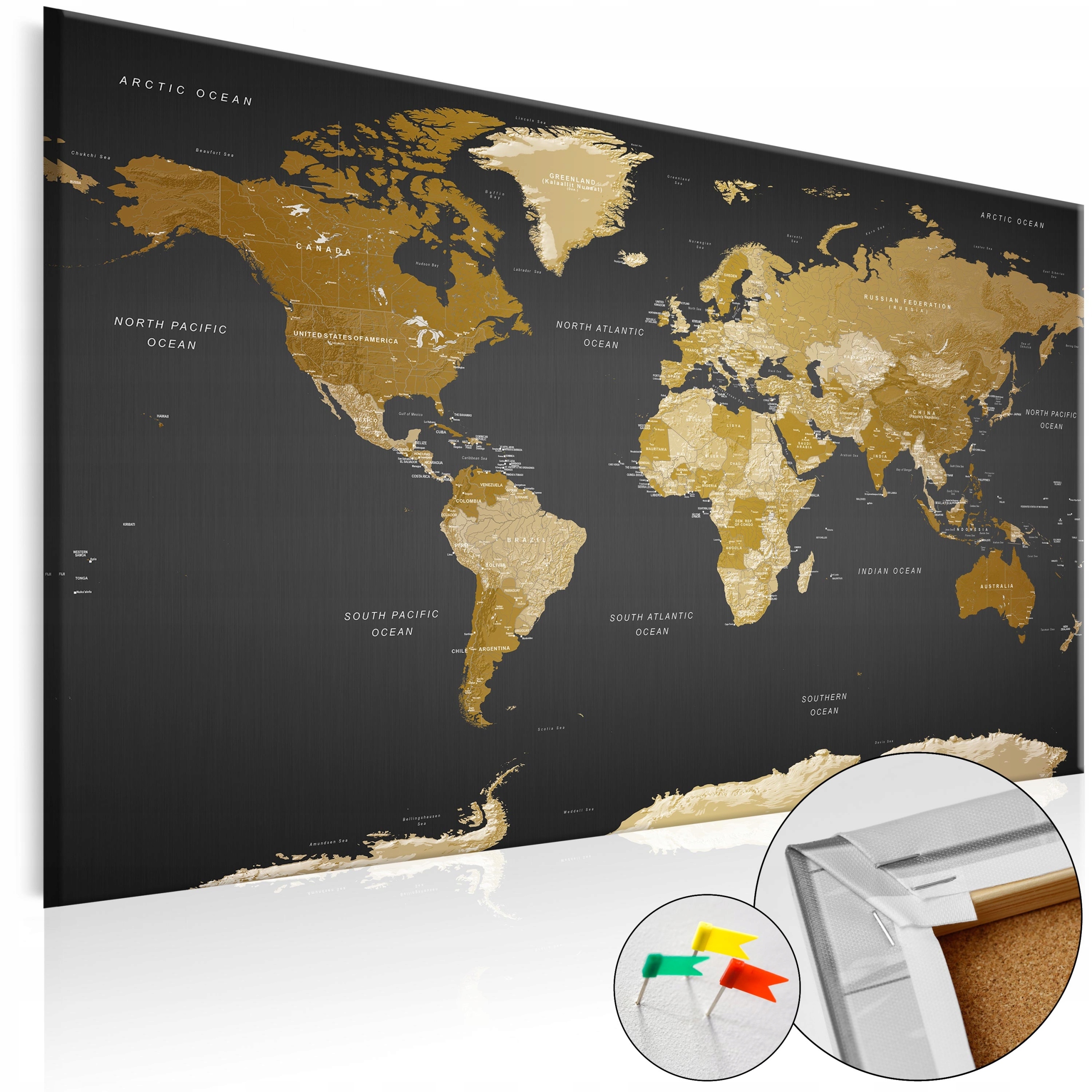 Obraz Korková Tabule Mapa Světa Temný Nápad Na Galerii Z Cest 120x80