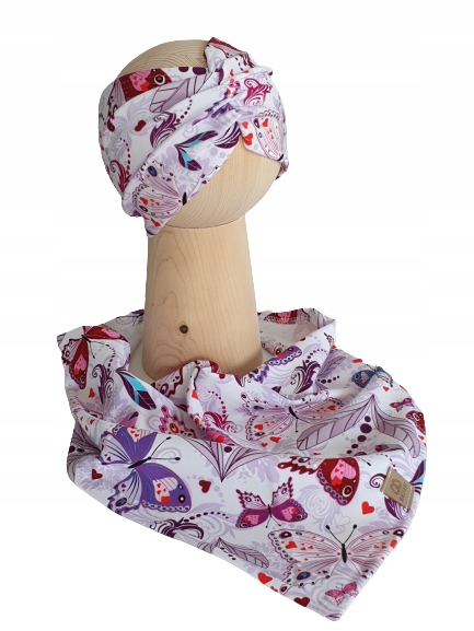 

Zestaw Opaska Marszczona + Chusta Motyle 52-55cm