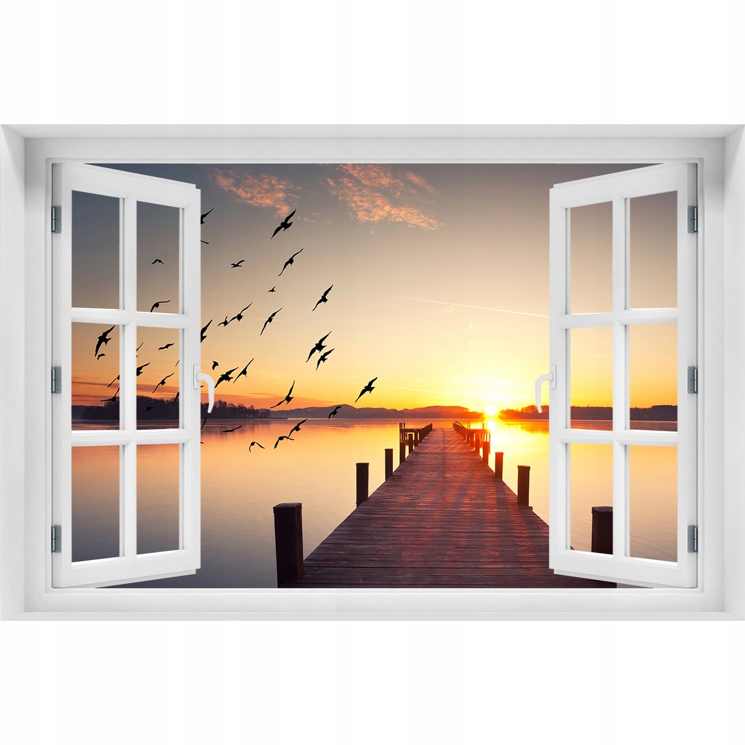 

Naklejka fototapeta 3D Okno Zachód słońca 150x100