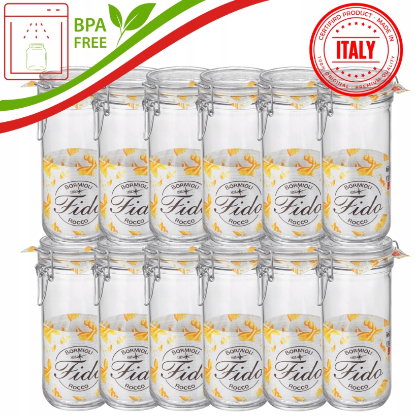 Poháre s sponou 1L Bormioli Fido Rocco zaváracie Bpa Free 12ks