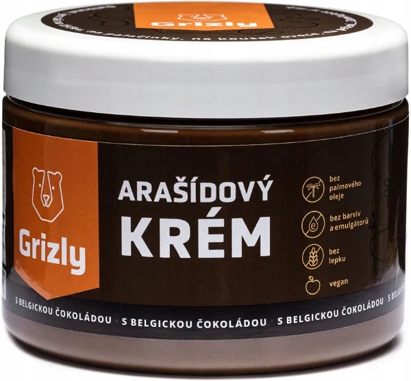 Ořechový krém Grizly Ořechový krém s belgickou čokoládou 500 g