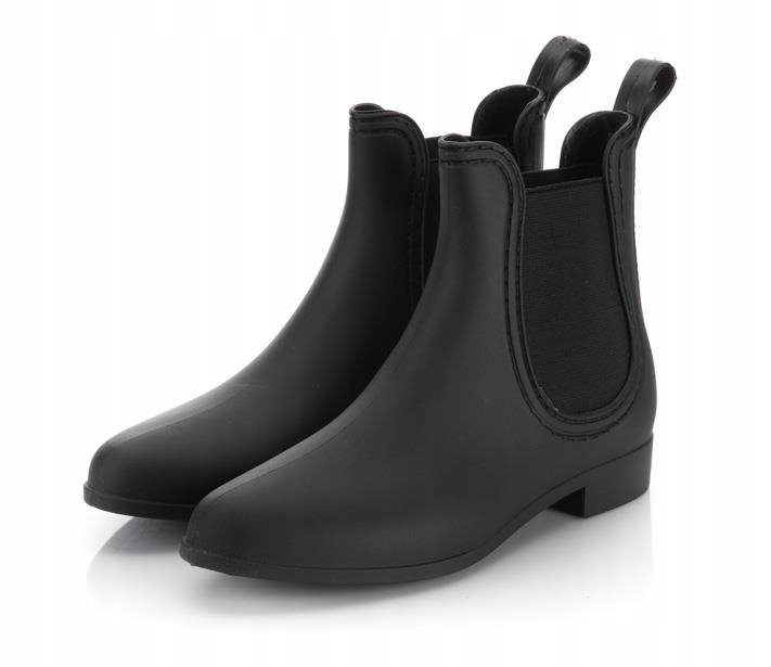 31 MATOWE KALOSZE BOTKI SZTYBLETY GUMA CZARNE 38 Wzór dominujący bez wzoru