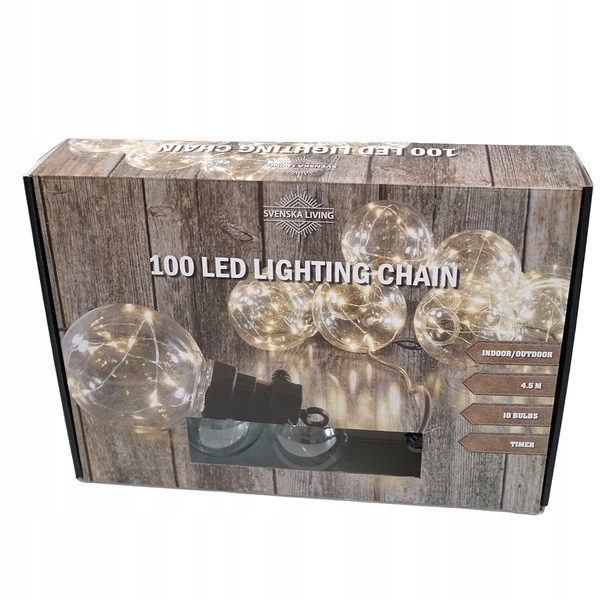 Led girlanda 10 žárovek 4,5 m teplá bílá s časovačem