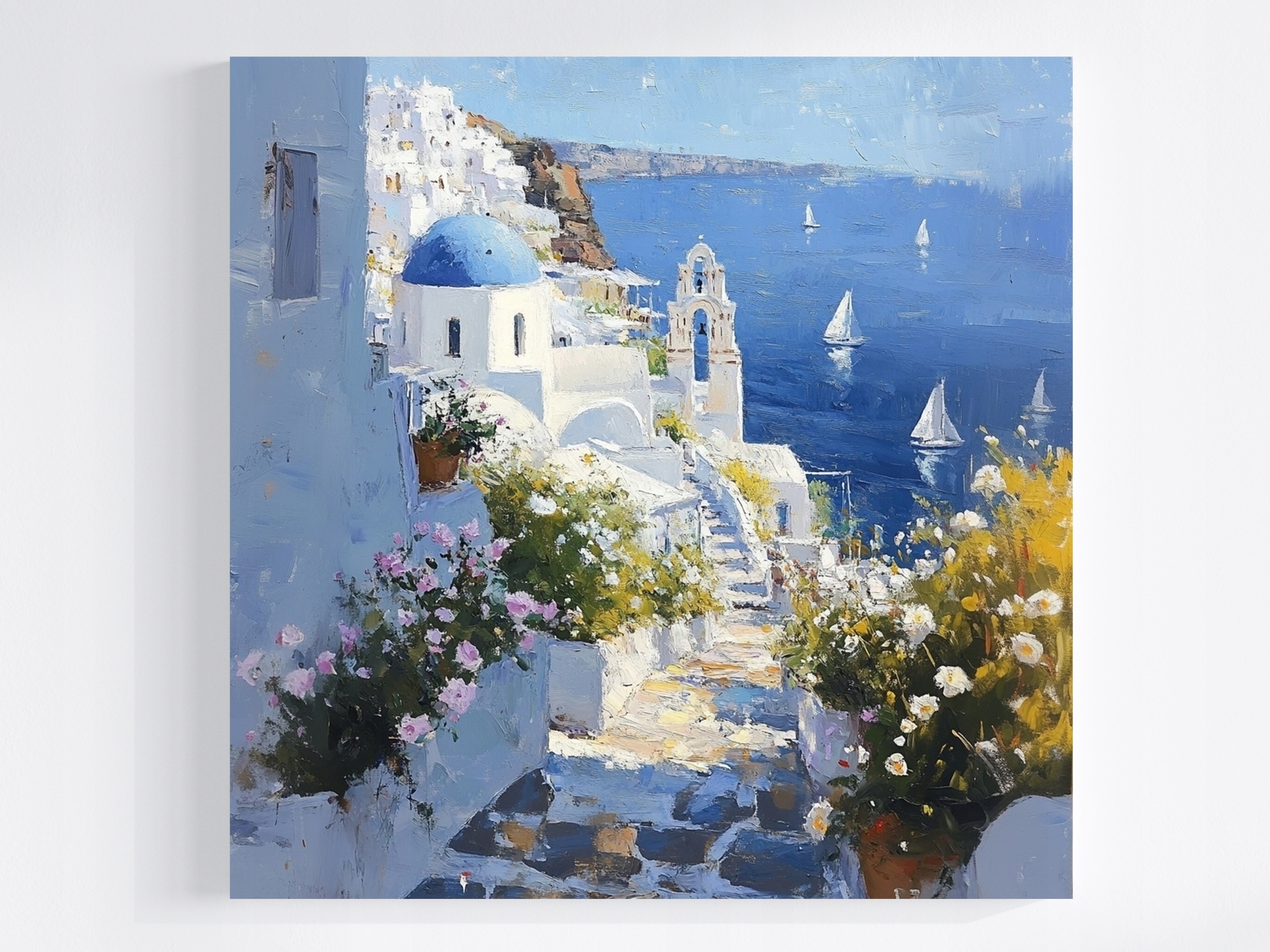 Obraz Na Plátně Canvas Krajina Řecko Santorini Moře Pohled Na Schody 50x50