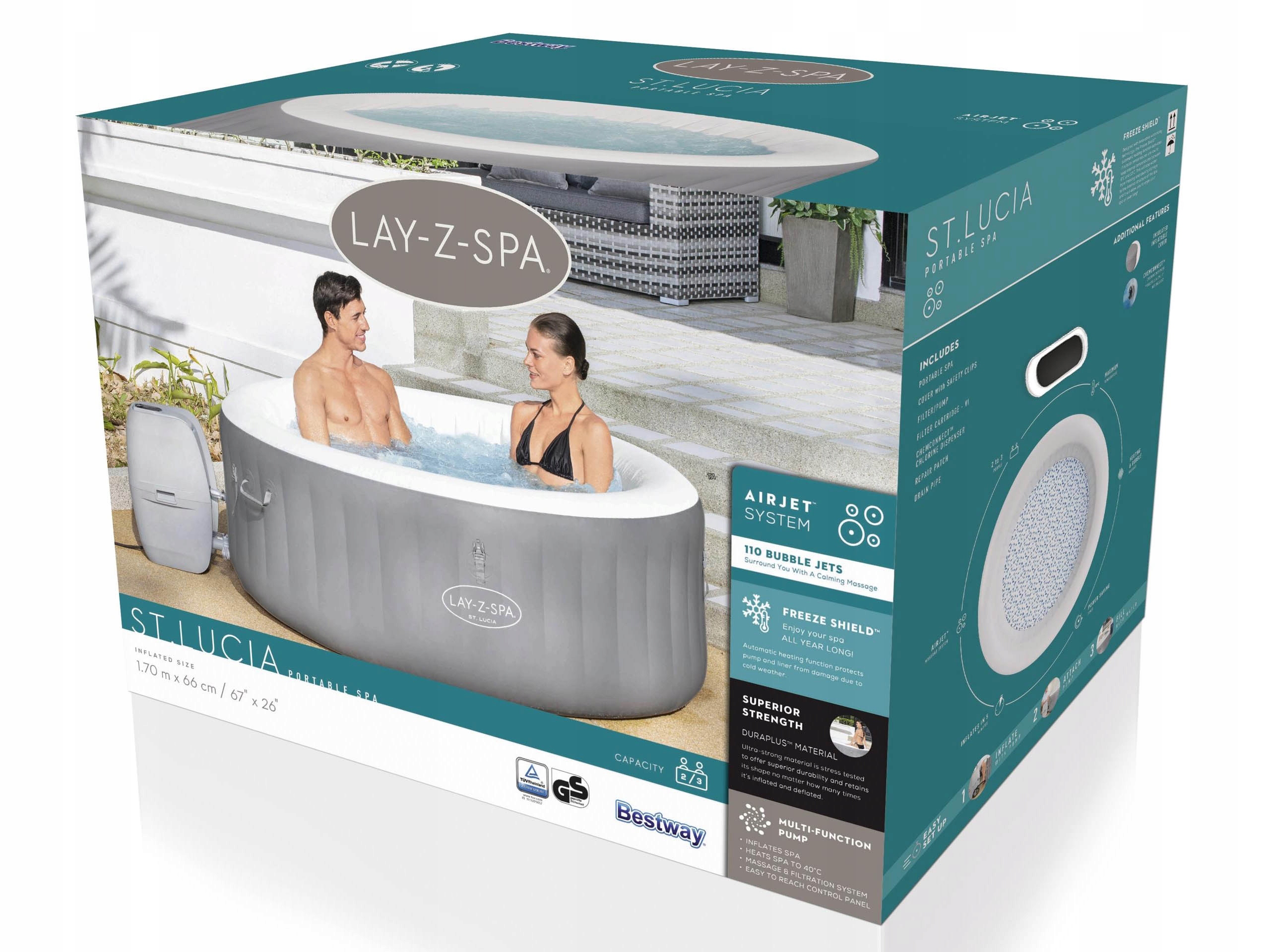 DMUCHANE SPA 3-OSOBOWE HYDROMASAŻ AIR-JET BASEN Kolor zewnętrzny szary