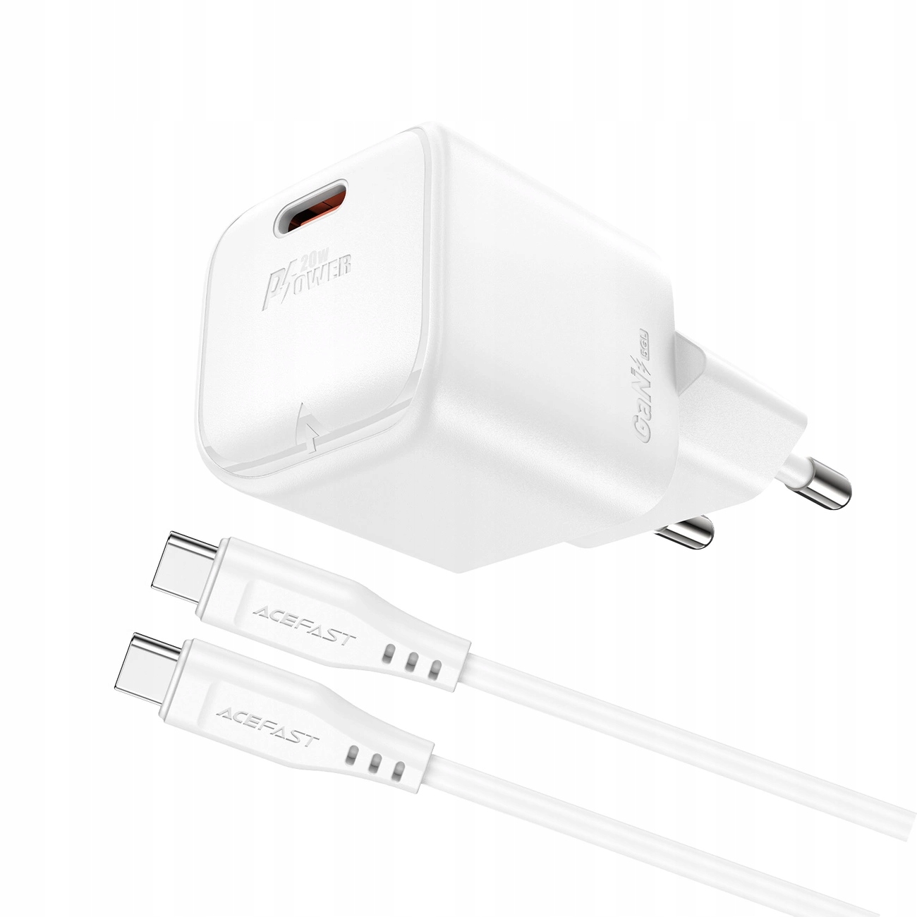 Ładowarka sieciowa Acefast A73 Mini Pd 20W GaN kabel Usb-c biała