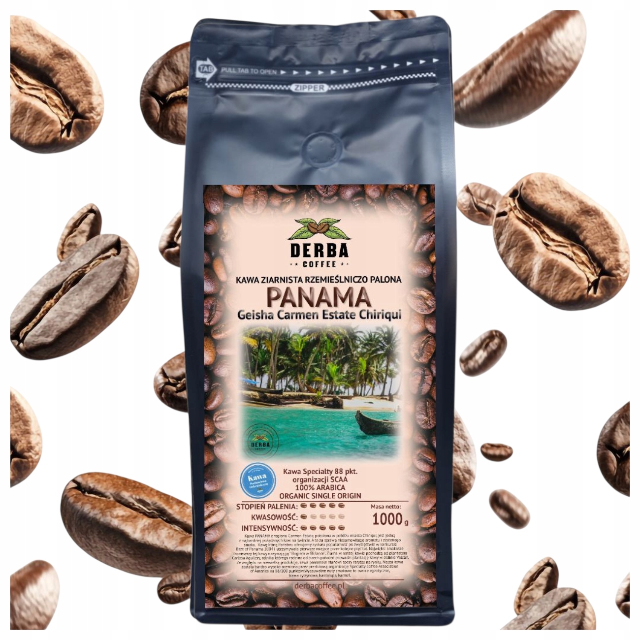 Káva Panama Nízkodráždivá 1kg zrnková 100% Arabika Specialty Geisha