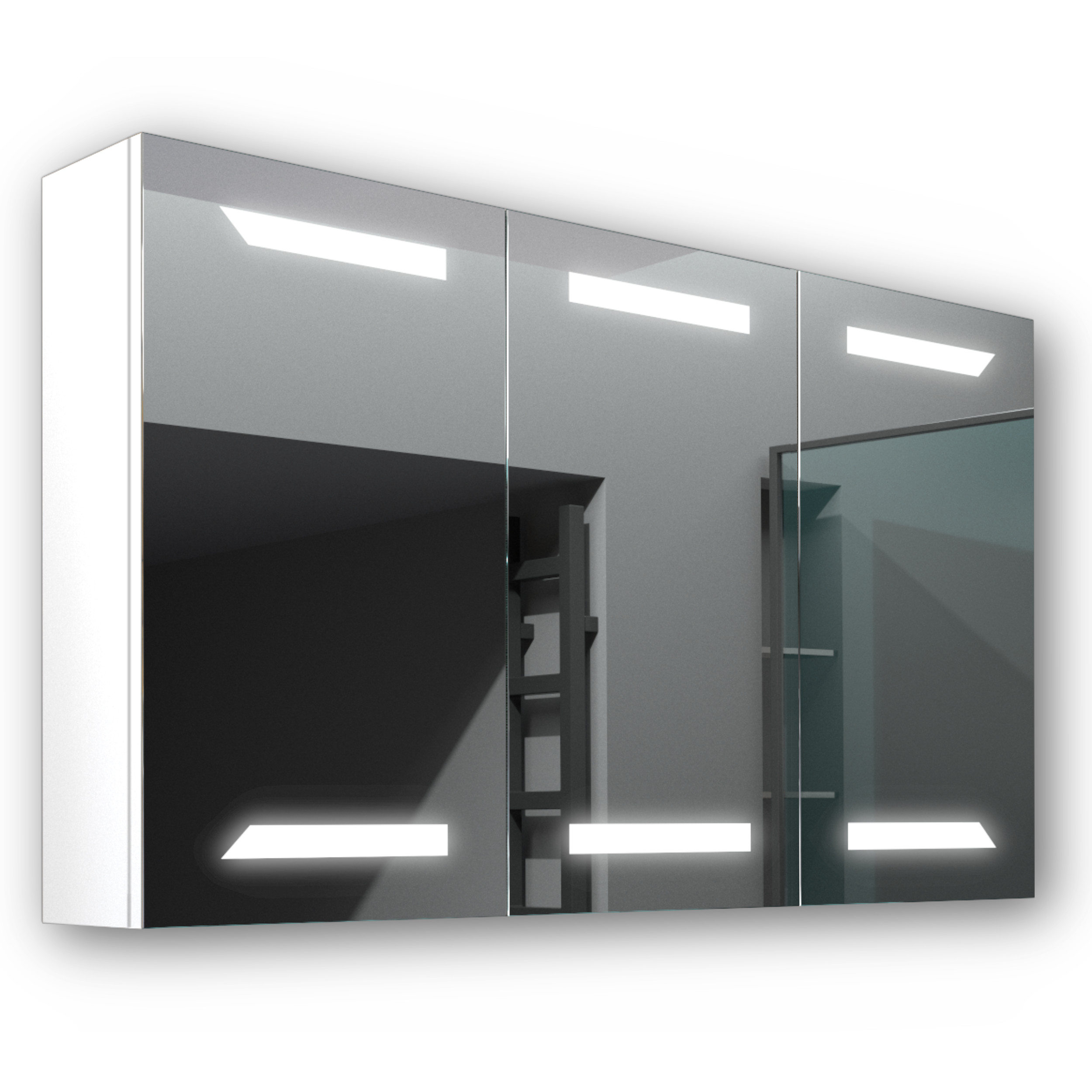 Dřevěná skříňka 120x70 Led zrcadlo Loki Bílá