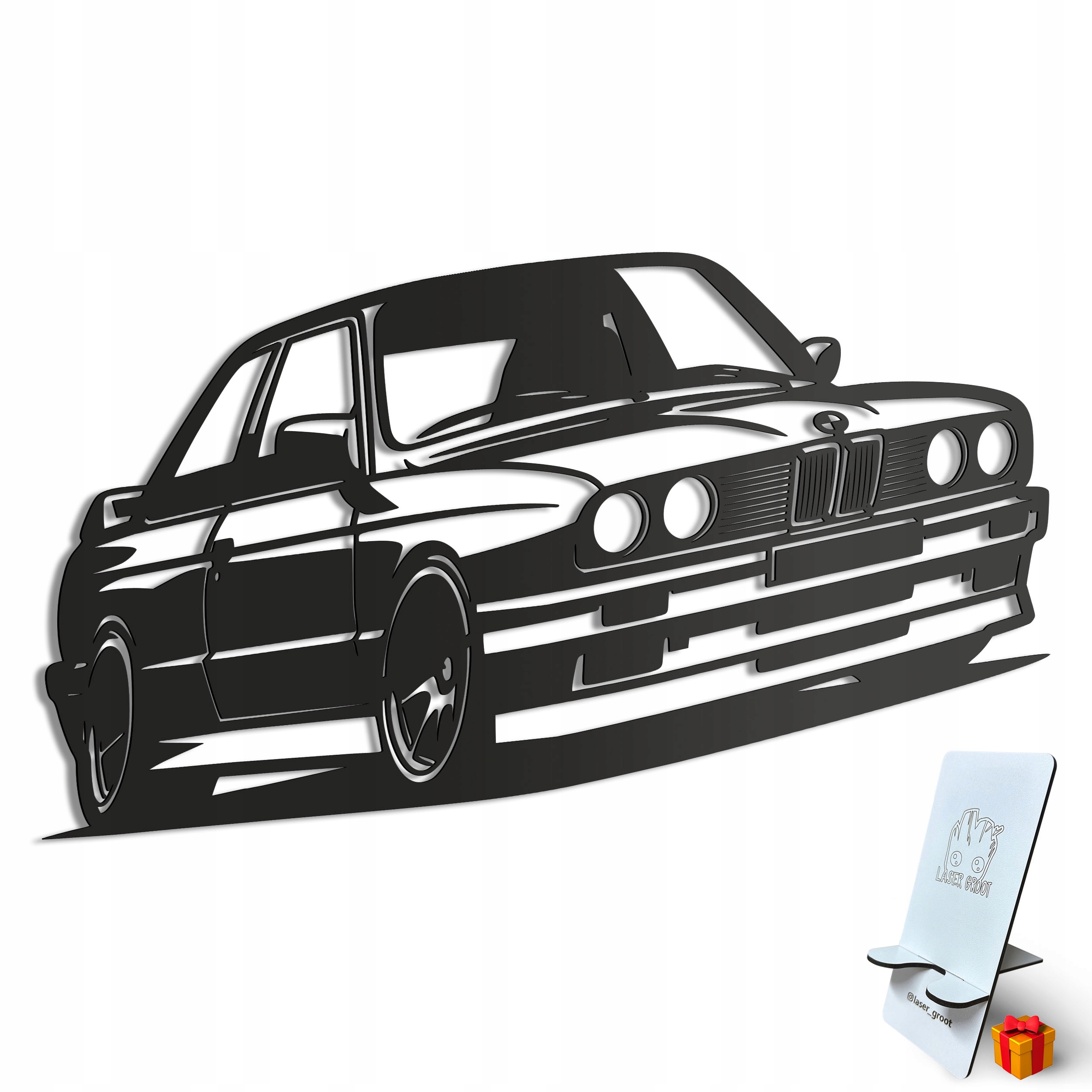 Dřevěný 3D obraz Bmw E30 Nástěnná Dekorace Dárek XL