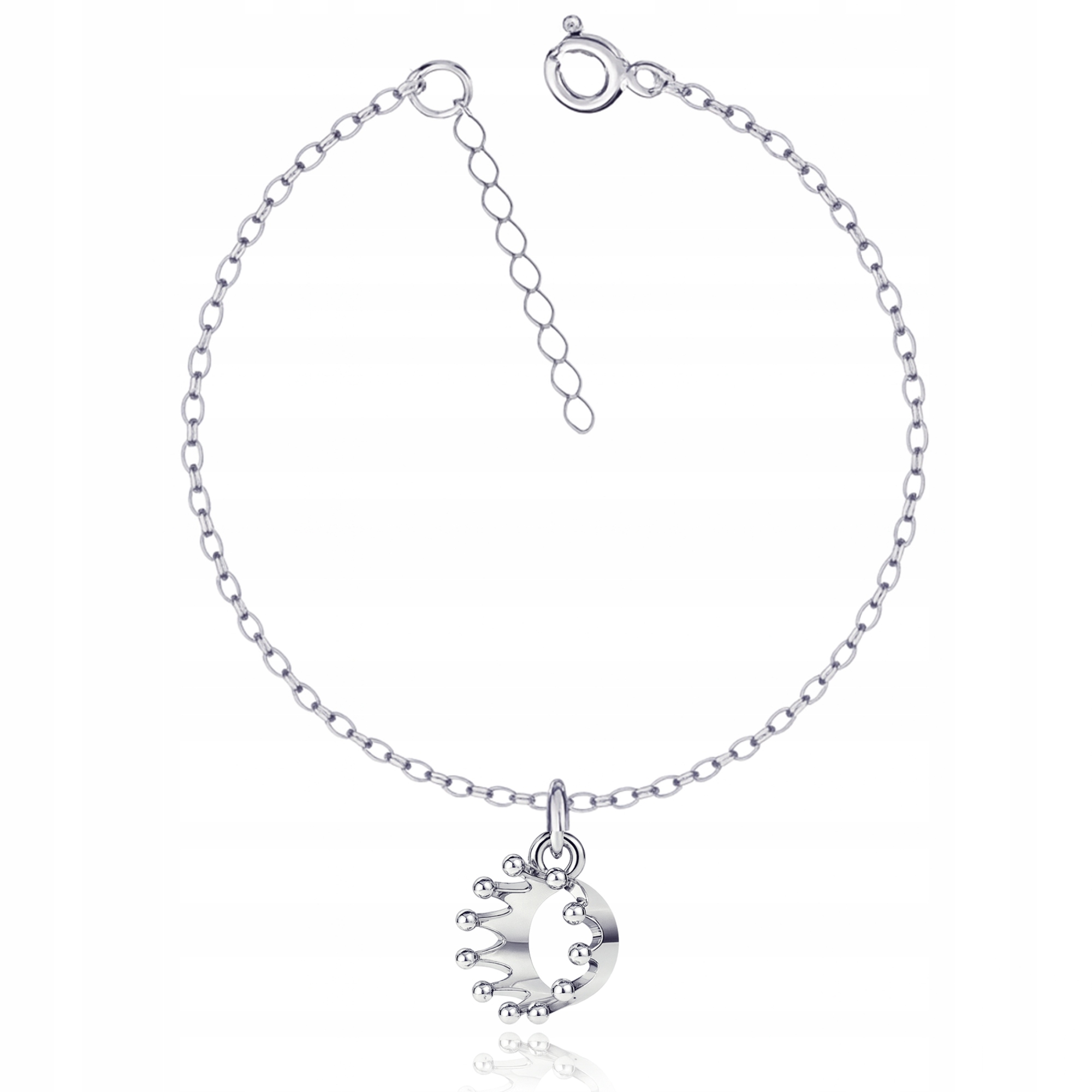 Krásná Koruna 3D Stříbrný náramek rolo oval stříbro 925