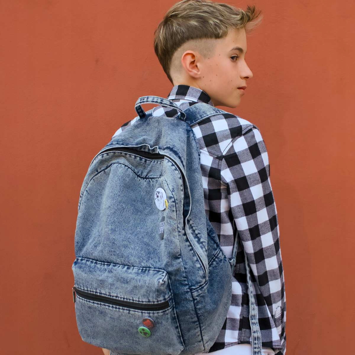 Batoh Studentský Školní Pánský Jeansový Mramorový Black Sheep ST5