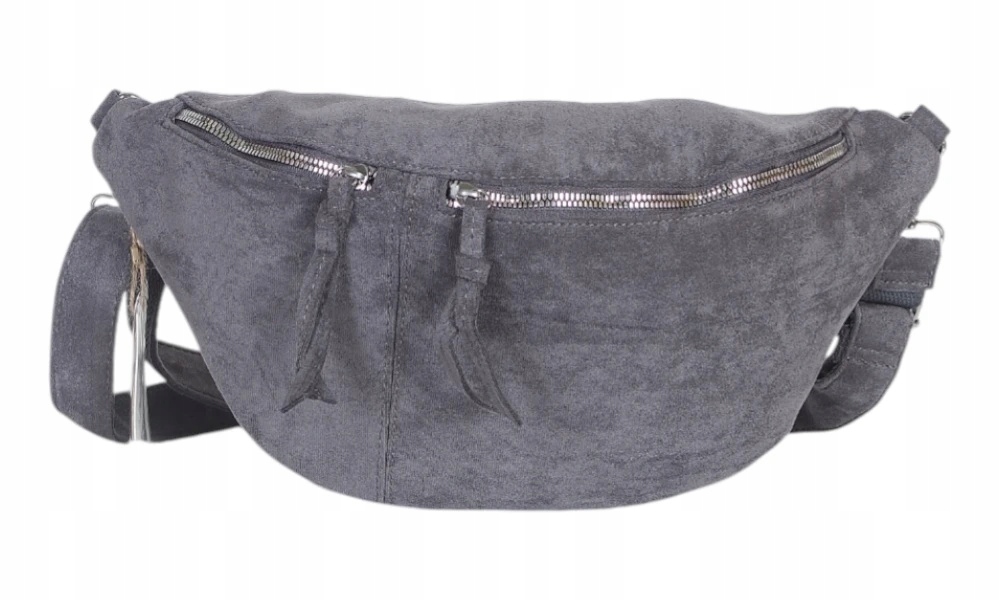 Paolo Bags Cudowna Nerka Biodrówka Saszetka XL Pojemna Eko Zamsz Nubuk