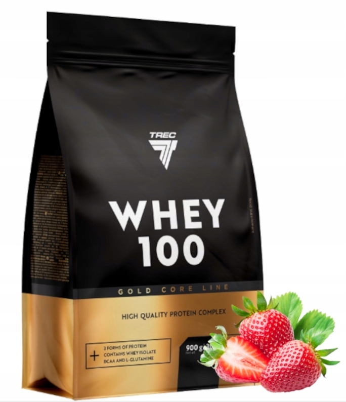 Trec Whey 100 Gold 900 g 3 Formy bílkovin Wpc Wpi Wph Core Jahoda