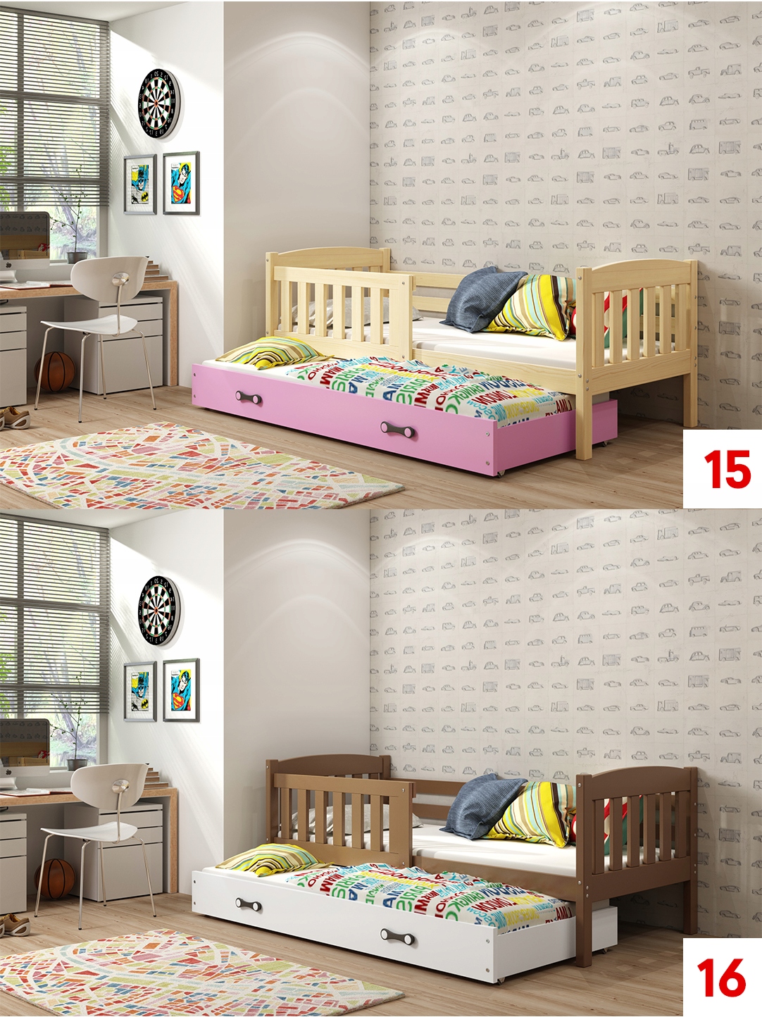 Łóżko piętrowe dla dwójki dzieci Kubuś 190x80 EAN 5902730630654