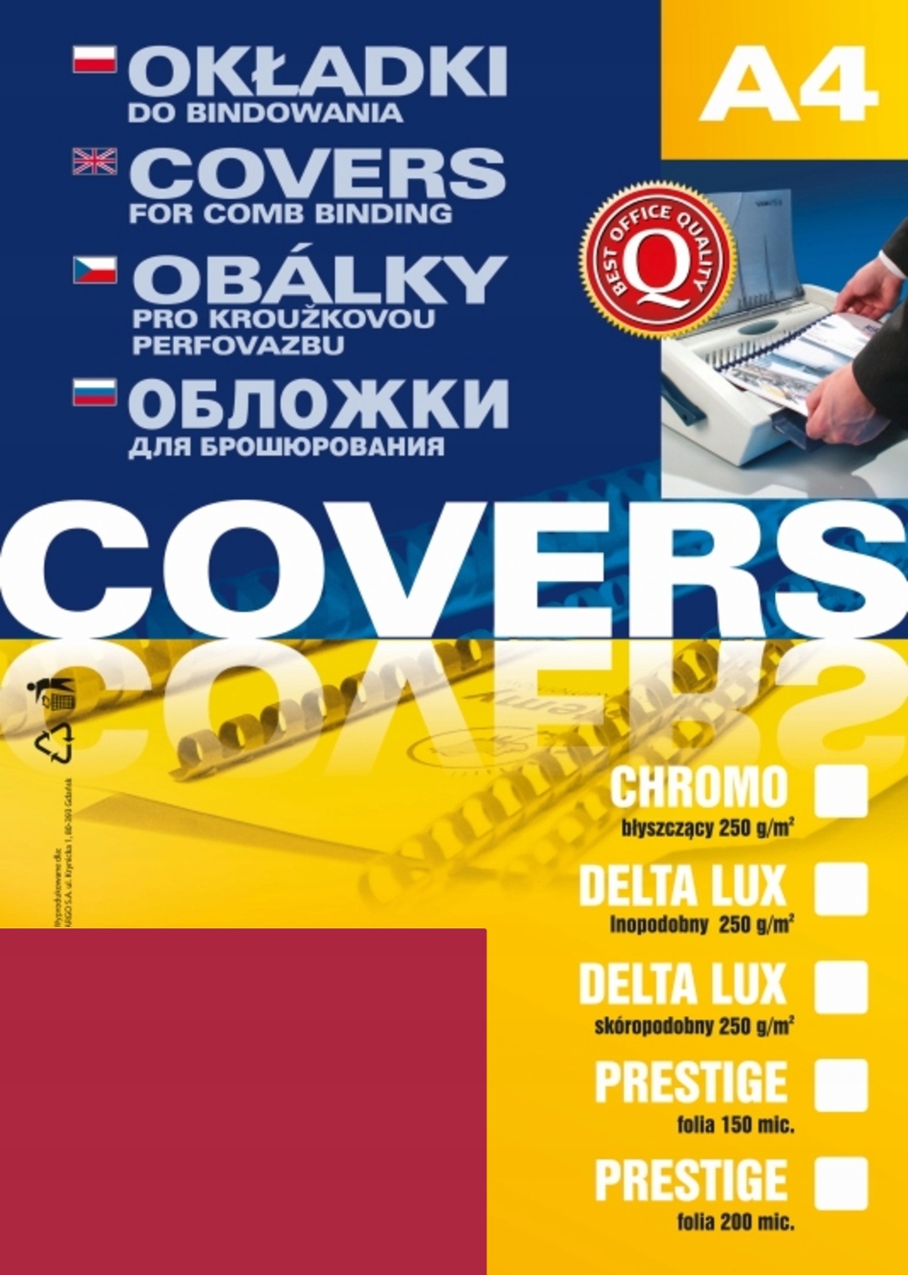 Okładki do bindowania Argo Delta czerwone skóra