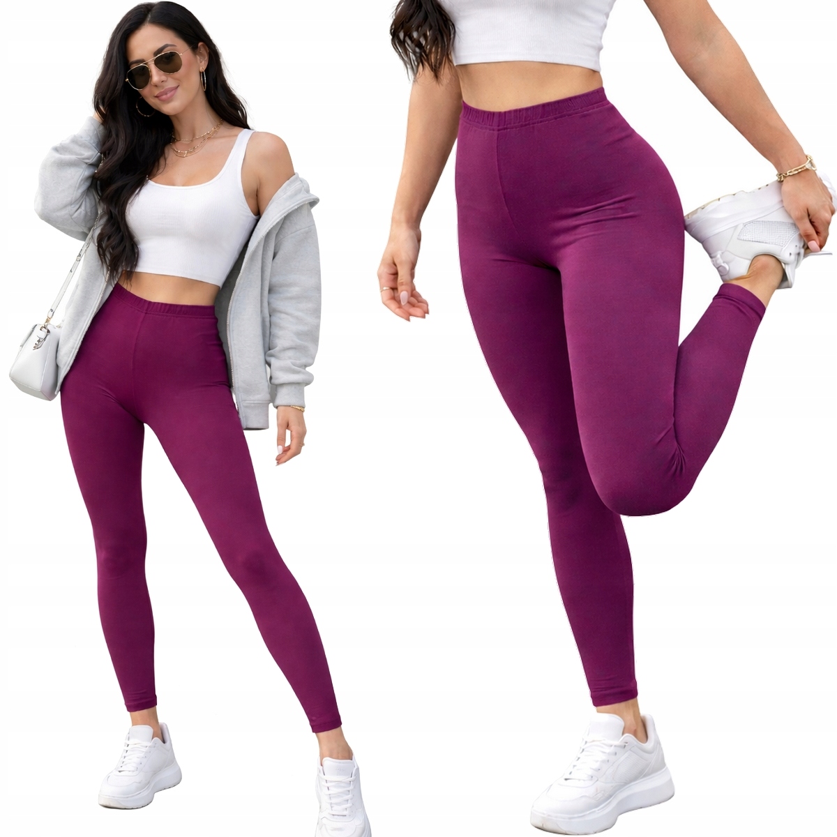 LEGGINSY BAMBUSOWE DŁUGIE z WYSOKIM STANEM getry KRYJĄCE