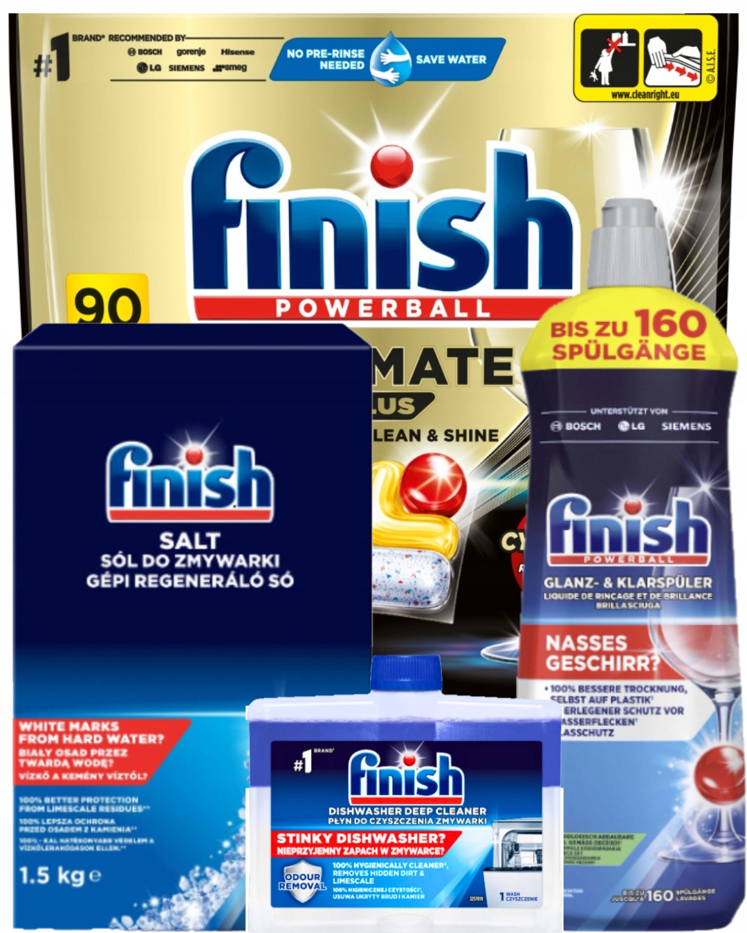 Levně Finish Kapsle Tekutý Leštidlo Sůl Čistič Komplexní ochrana myčky