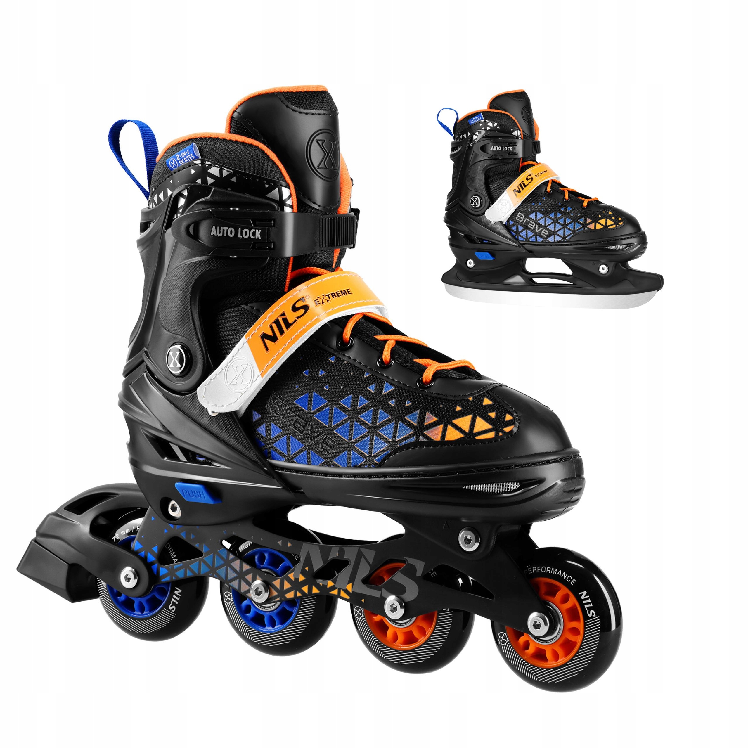 Rolki 2w1 regulowane L 39-43 niebieskie łyżwy hokejowe płoza Nils Extreme