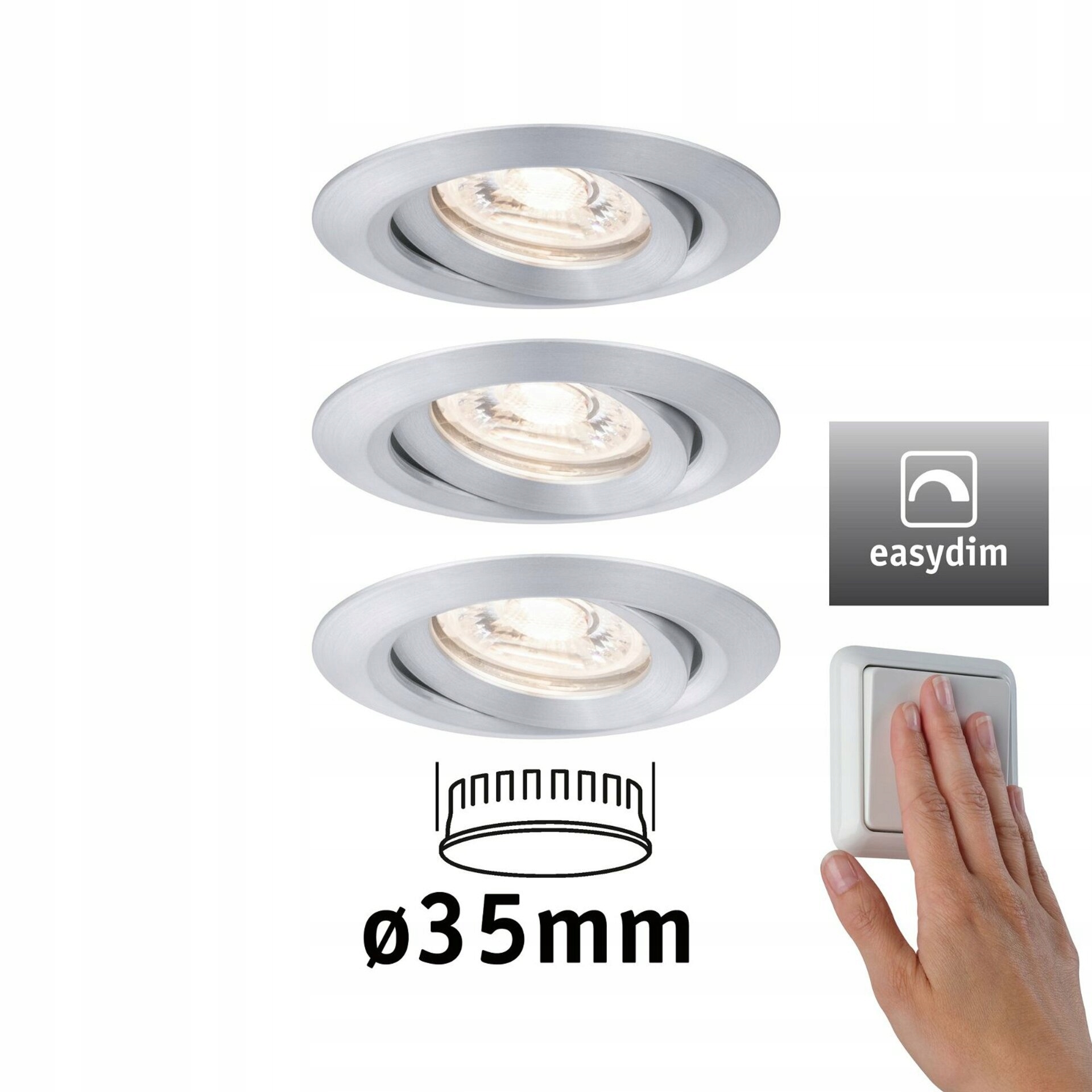 Paulmann Led vestavné svítidlo Nova mini Plus EasyDim 3x4,2W 2700K hliník