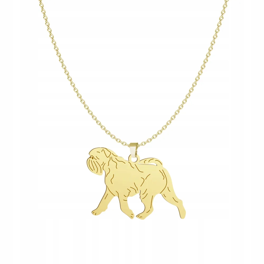 Zlatý náhrdelník s belgickým psem Gryfonem 925 Řetízek Dárek Gravírování