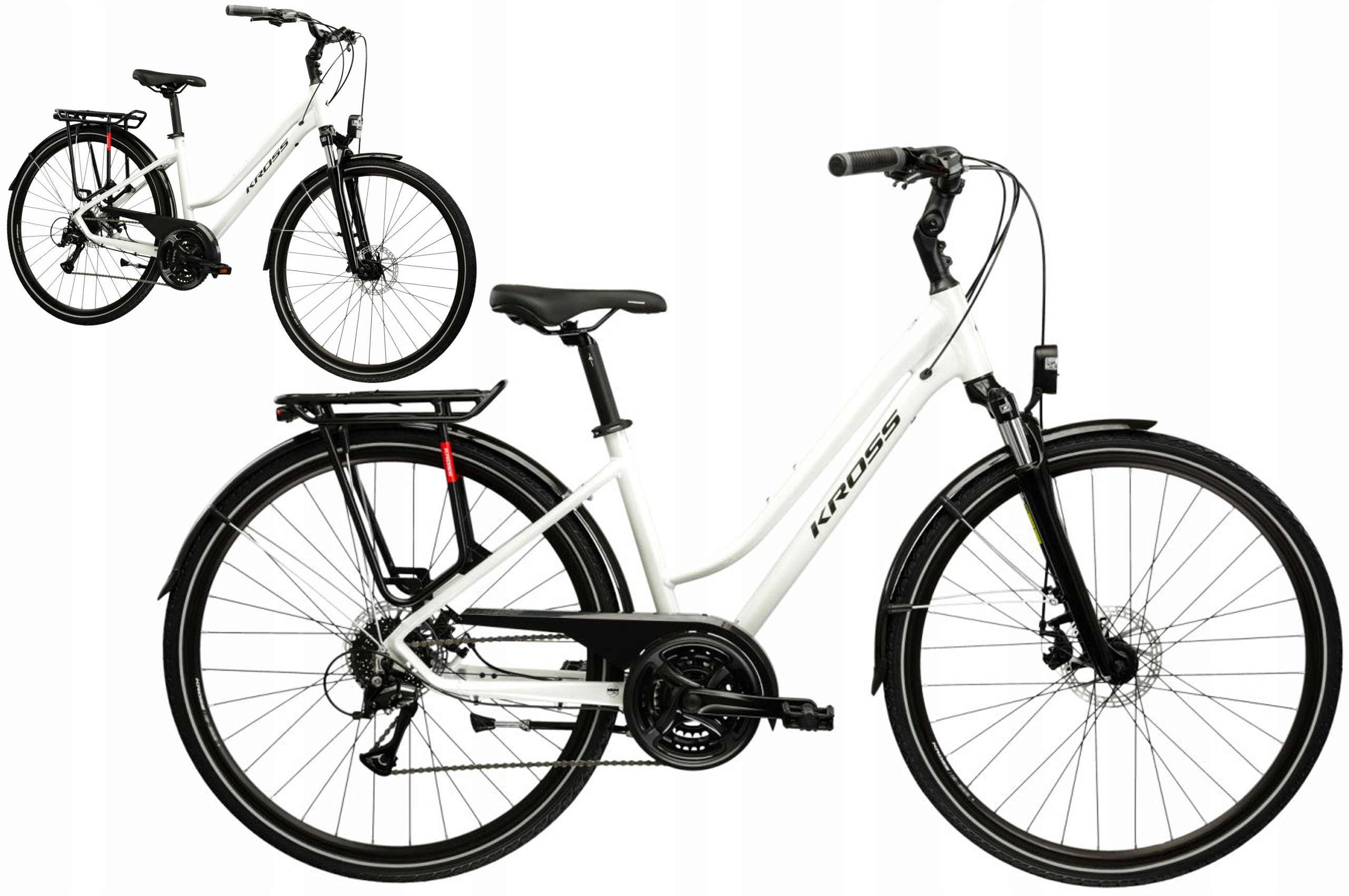 Rower trekkingowy 28" Kross Trans 3.0 rama L 19" perłowy czarny R25