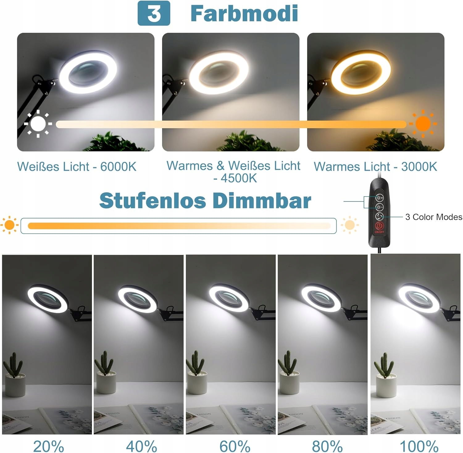 Lampka Biurkowa LED z Lupą Powiększającą do Serwisu Czytania Model V1