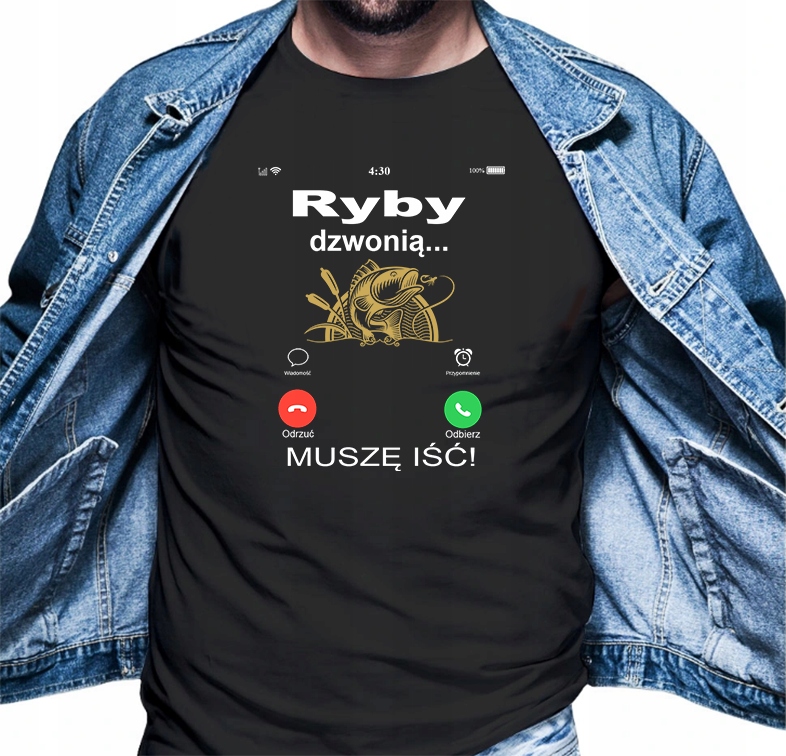 

Koszulka męska dla wędkarza ryby dzwonią