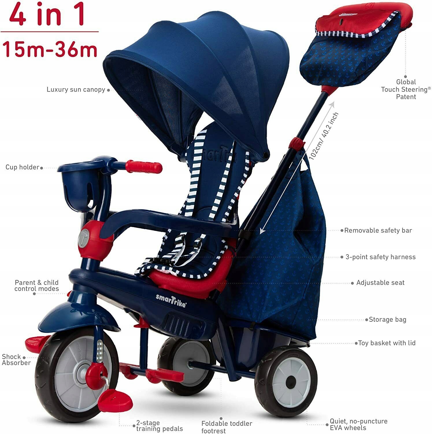 SMART TRIKE SWIRL ROWEREK TRÓJKOŁOWY 4w1 Wiek dziecka 12 m +