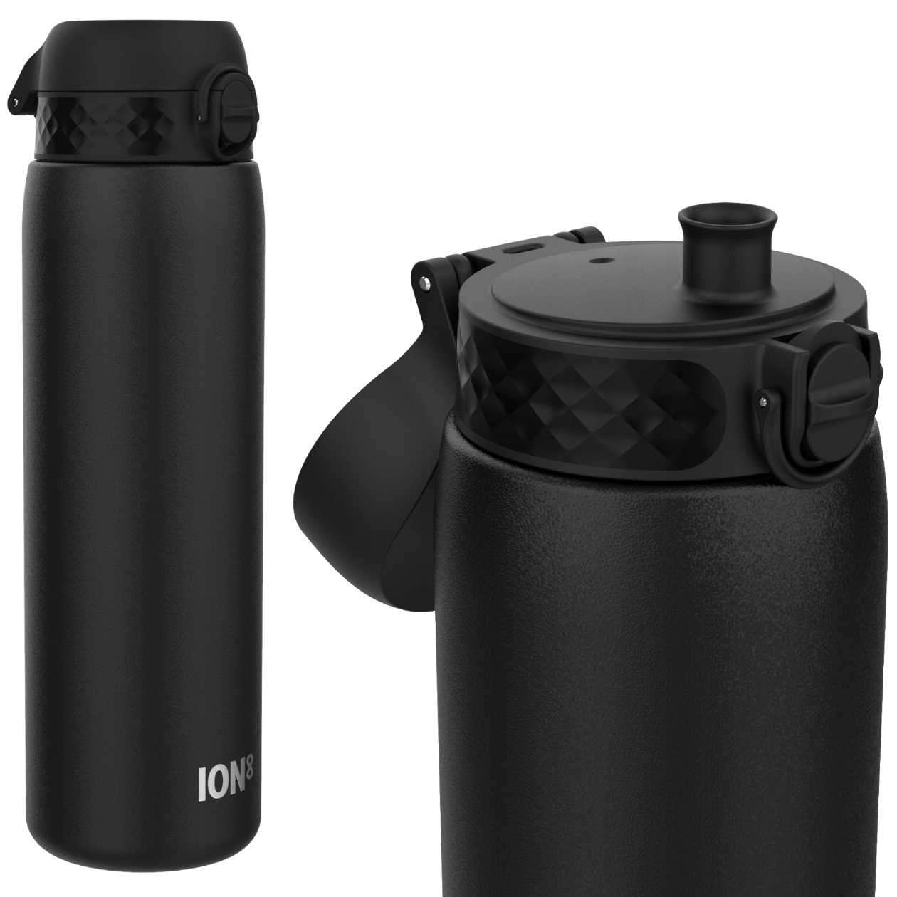 Stalowy Duży Czarny Bidon -atest Pzh- Sport Trening Męski Pro ION8 1,2 Litr