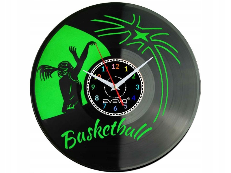 Nástěnné Hodiny Basketbal Pro Ženy Fluorescenční Pozadí Vinylová Deska Dárek