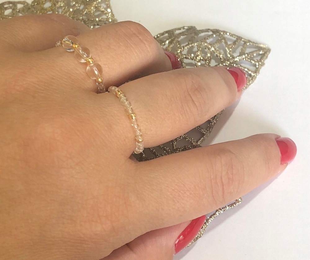 PIERŚCIONEK NA GUMCE KORALIKI KRYSZTAŁ GÓRSKI ZŁOT Marka Inna marka