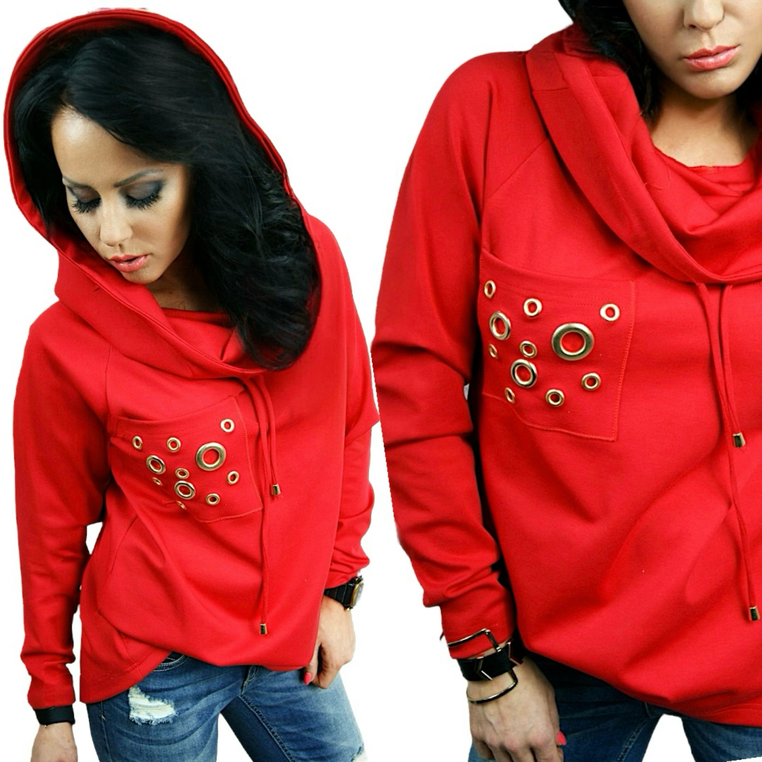 Dámská bavlněná Mikina , delší elegantní volná, nákrčník , mikina, XL 42