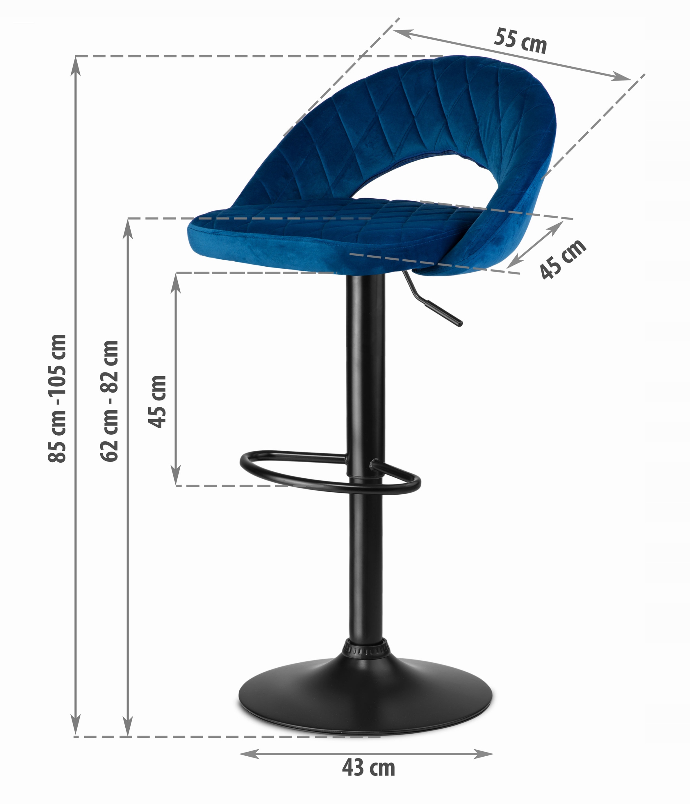 HOKER KRZESŁO BAROWE OBROTOWE REGULOWANE STOŁEK Szerokość mebla 55 cm