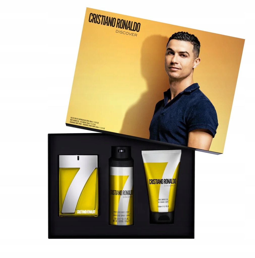 Perfumy Męskie Cristiano Ronaldo CR7 Discover Zestaw 100ml+Żel+Dezodorant