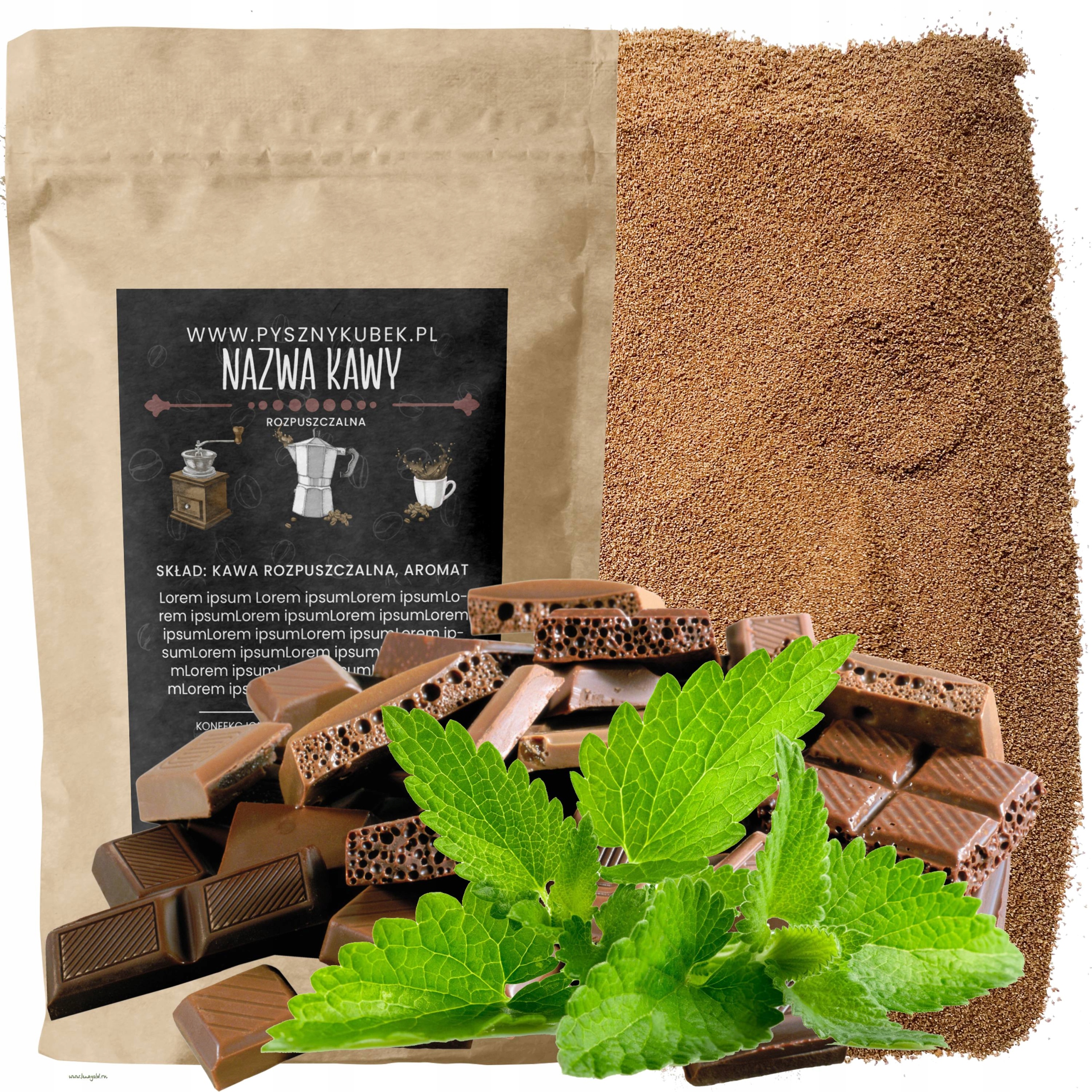 Kawa Rozpuszczalna smakowa Czekolada Mięta 1000g czekolada z miętą 1KG