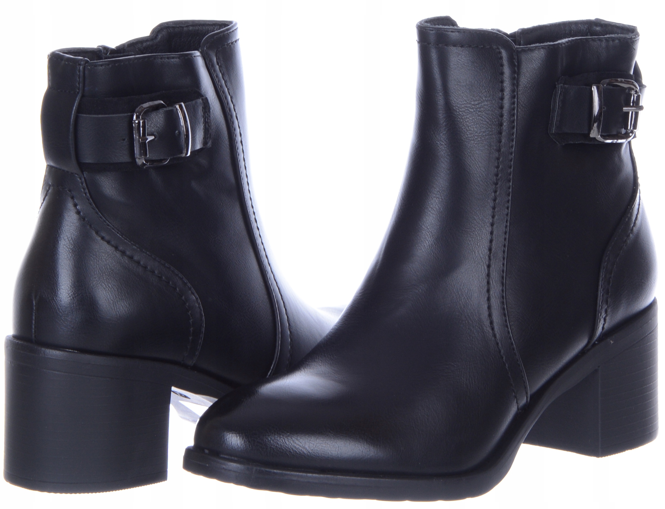 Dámské kotníkové boty elegantní eko kůže na podpatku černé 36