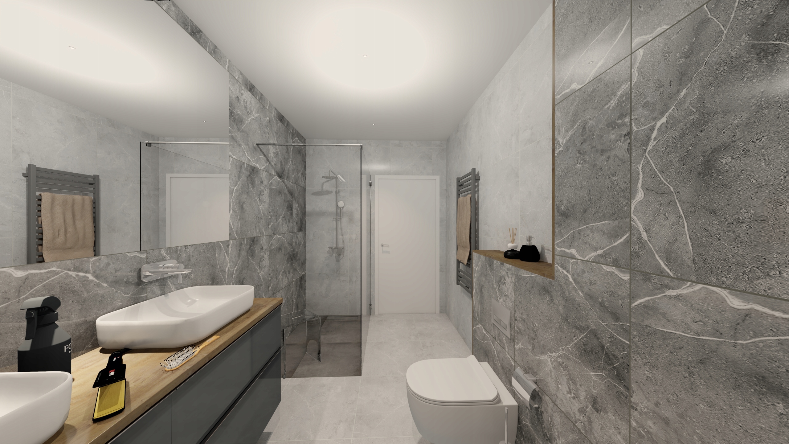 PŁYTKI ŁAZIENKOWE PODŁOGOWE SZARY MARMUR GRES HELIOS GREY 60X60 POŁYSK Marka Prime Ceramics