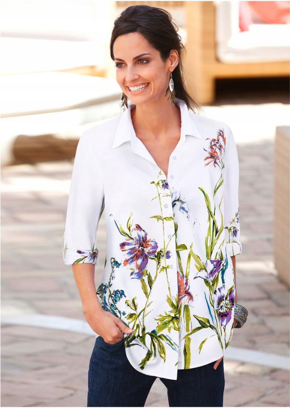 KOSZULA W KWIATY __46 Linia plus size (duże rozmiary)