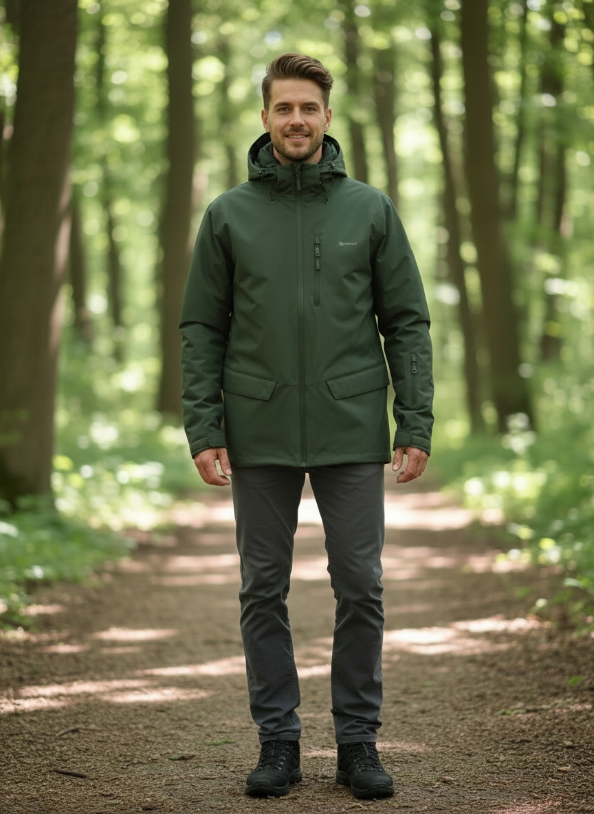 Přechodová bunda s kapucí Wildfinder lahvově zelená barva XL