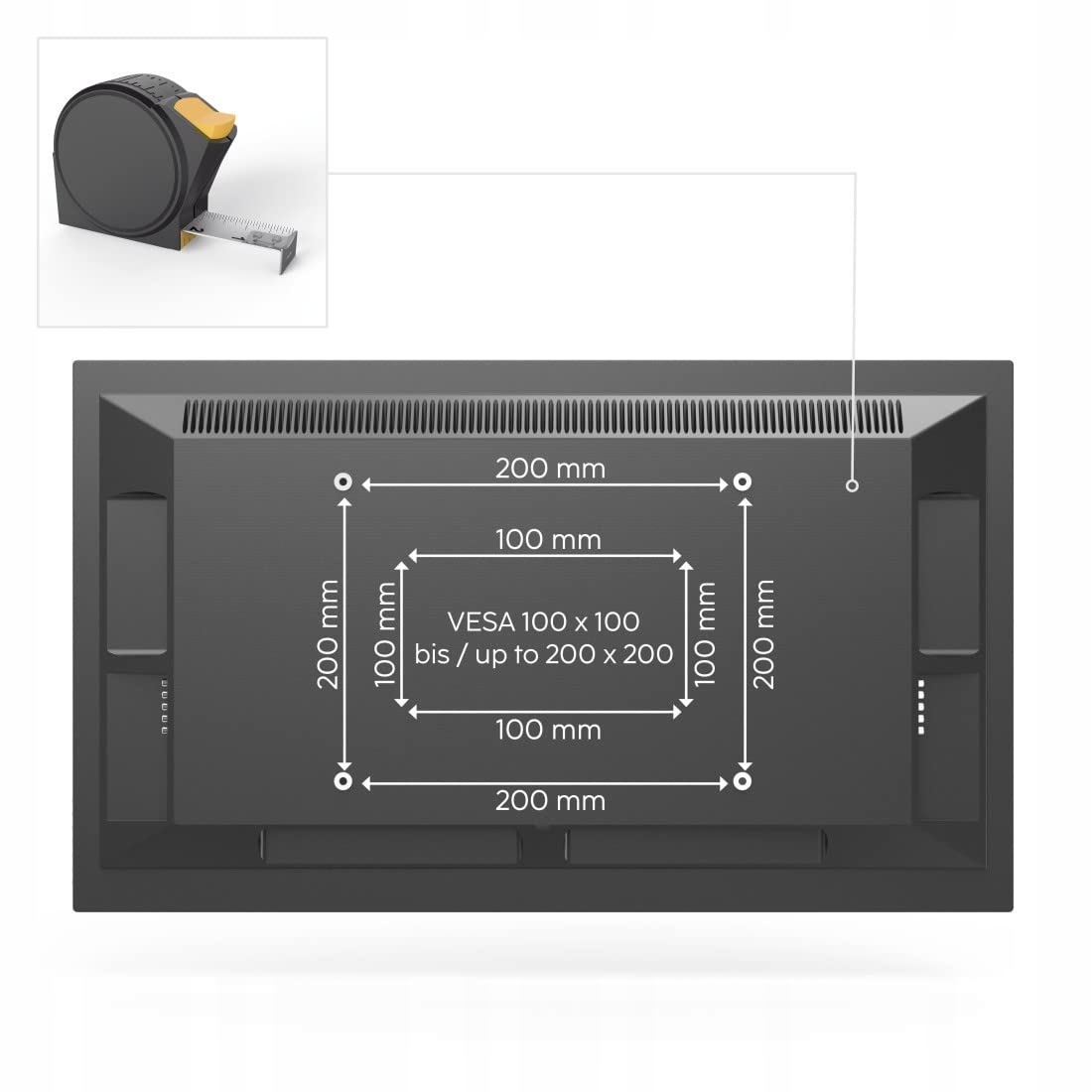HAMA Uchwyt TV Ścienny Ruchomy 19-48 Cal VESA 100x100-200x200 25kg Czarny — miniatura 6
