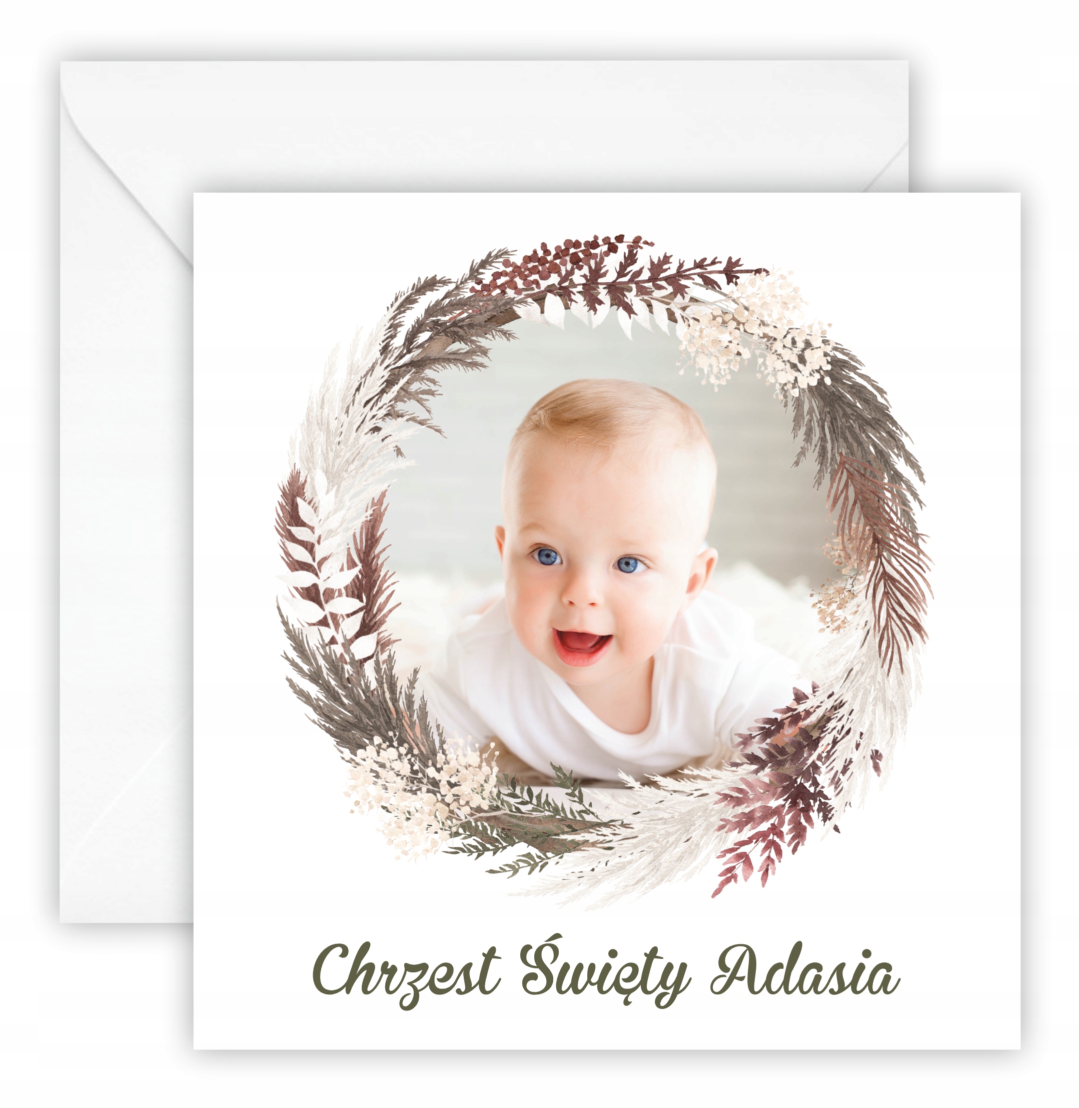 ZAPROSZENIA NA CHRZEST - ZE ZDJĘCIEM - BOHO - IMIĘ Kolor dominujący wielokolorowy