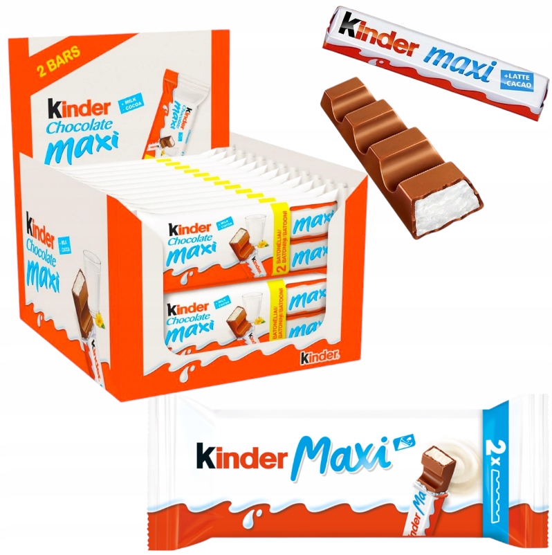 Kinder Maxi Batoniki Mleczna Czekolada Nadziewany Czekoladki Mleczne 48x21g