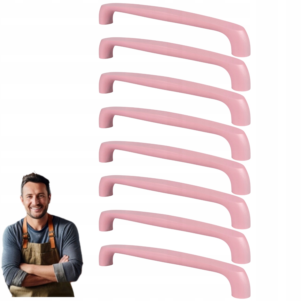 Drevený nábytkový držiak do skrinky Pastelo 160 mm Ružový 8ks