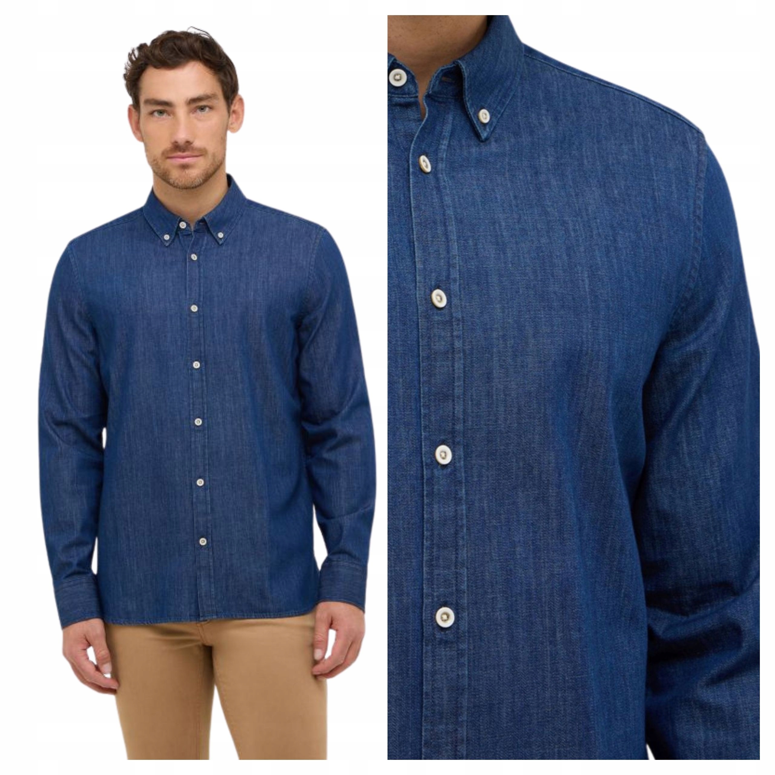Pánská košile Mustang Cullman Denim Modrá Regular Fit Bavlna XL