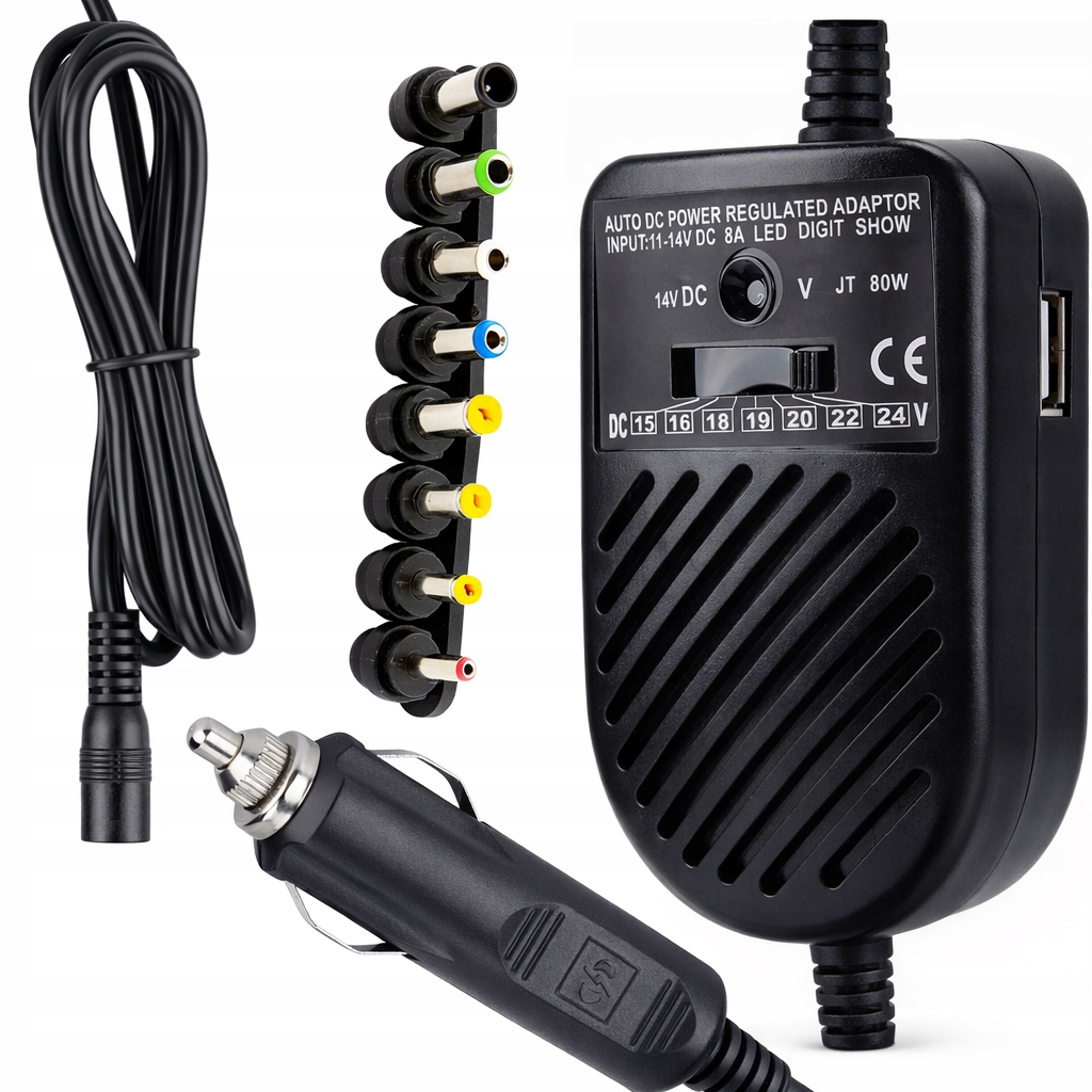 АВТОМОБИЛЬНОЕ ЗАРЯДНОЕ УСТРОЙСТВО 12 В ДЛЯ НОУТБУКА 80 ВТ 8 ШТЕКЕРОВ AN1