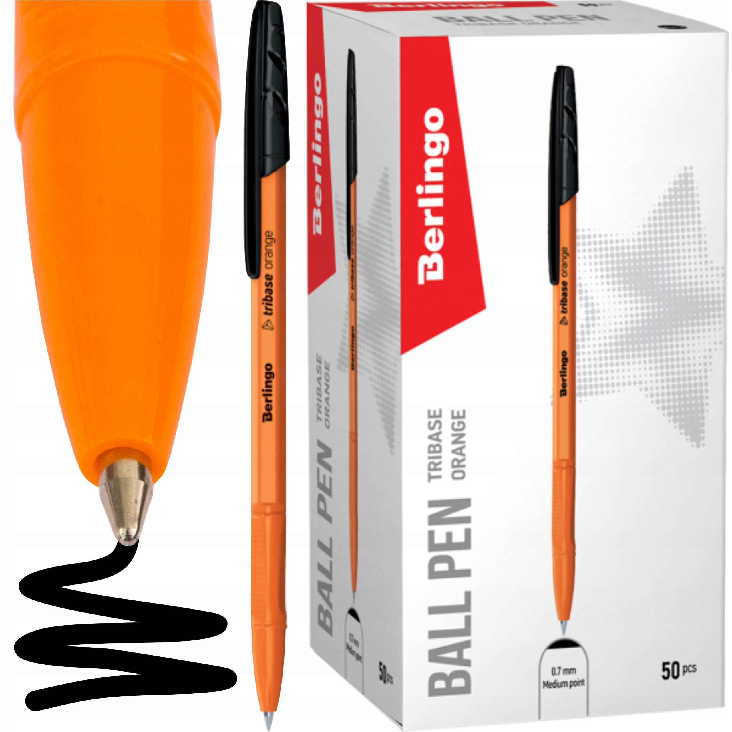 

Długopis Tribase Orange 0.7mm czarny 50 sztuk