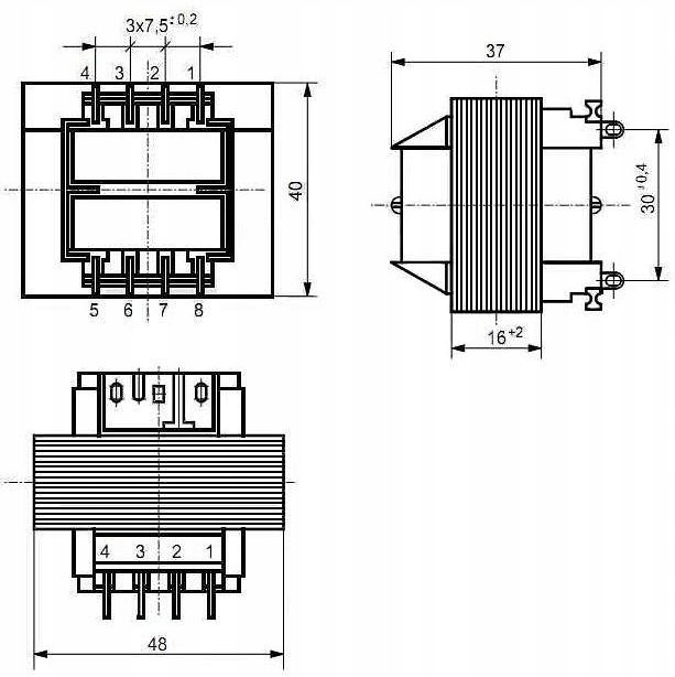 Transformator 8VA, 230Vac (8.1V, 8.1V) 0.35A Indel Marka Indel